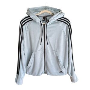 ADIDAS Must Haves 3 Stripe French Terry Hoodie Track Jacket Athleisure Sz Large